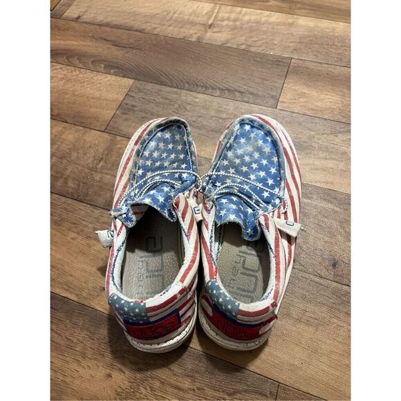 Hey Dude Stars N Stripes Wally Shoes Flaws -Men’s 8 Woman’s 10 - Picture 10 of 15
